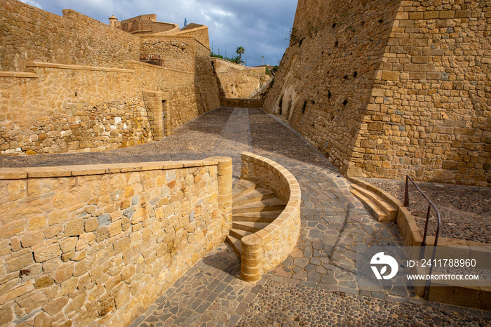 Melilla Fortress. Traditional Architecture in Old Melilla. Melilla is Spanish enclave located in Africa, bordering with Morocco.