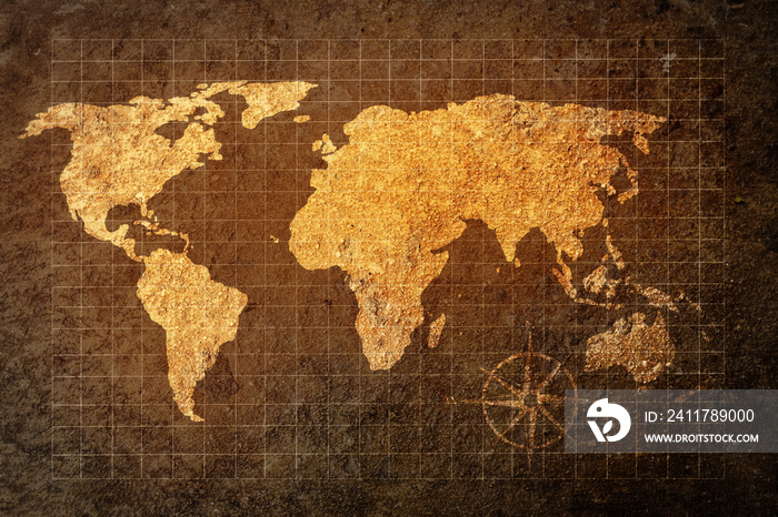 world map on grunge background