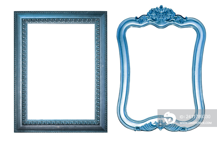 Vintage Blue picture and photo frame isolated on white background