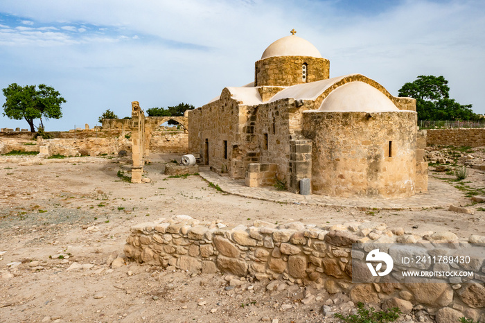 Republic of Cyprus. The Town Of Paphos. Ruins Of Paphos. Archaeological Park in the open air. Ancient Church among the ruins. Ancient buildings in Cyprus.
