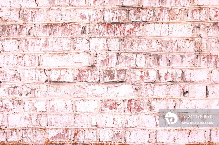 Unusual bright saturated abstract pink background from old brick wall in retro style