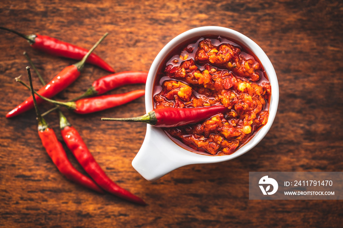 Red hot chili paste and chili pepper