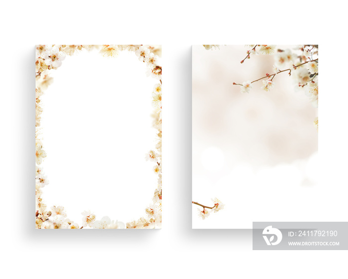 Beautiful spring flower frame, invitation, wedding card, thanks greeting, flower background