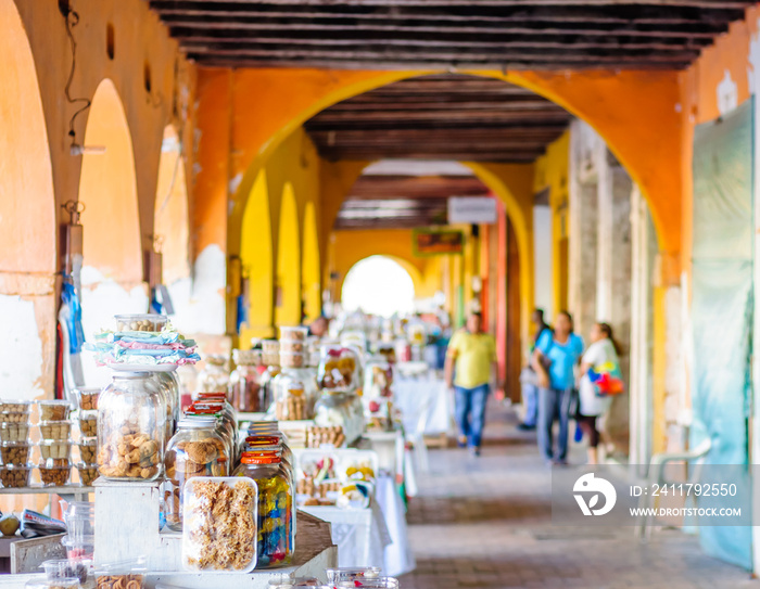 View on sweet market by Portal de Los Dulces in Cartagena - Colombia