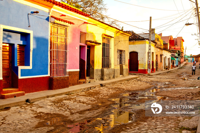 Colorful traditional houses in the colonial town of Trinidad, Cuba