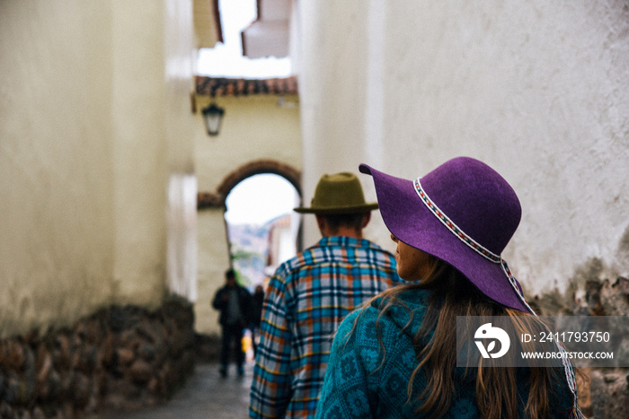 People walking down the street in Cusco, Peru