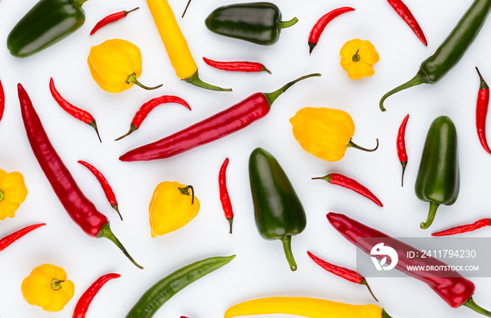 Red hot chili peppers pattern texture background.