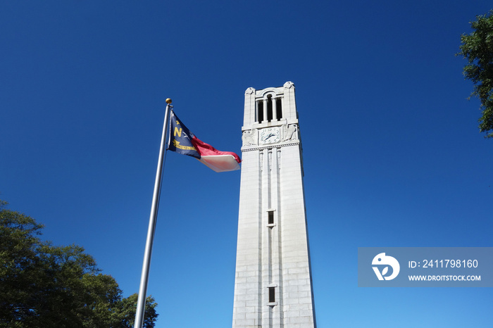 Bell tower and state flag