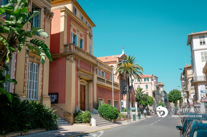 Menton, wonderful city of the cote-d‚ÄôAzur with its marine and architectures, in a sunny day with blue sky