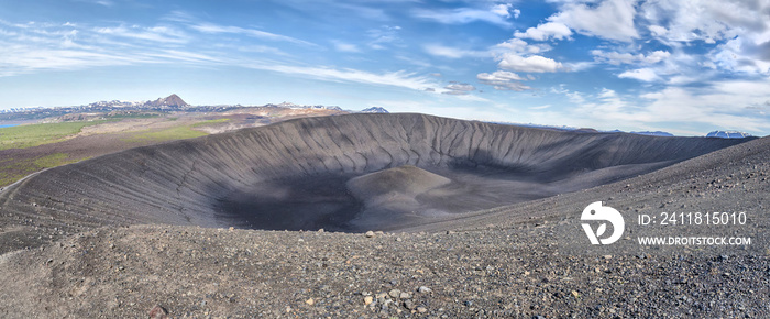 Hverfjall - 1 km diameter crater of volcano at the north of Iceland in Myvatn area