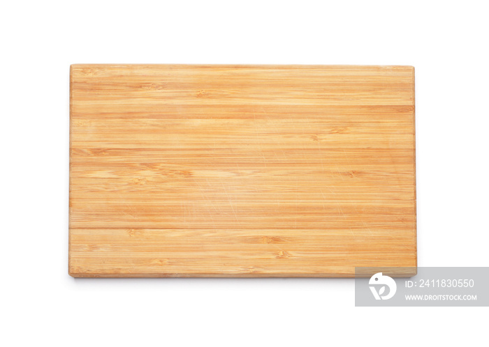 Wooden board on white background