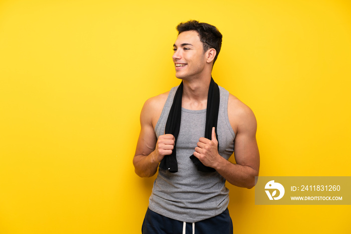 Handsome sport man over isolated background