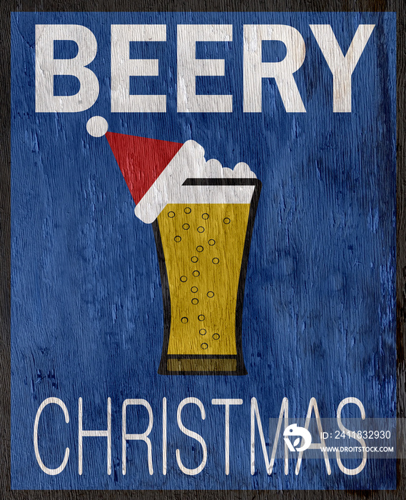 funny beer holiday design with wood grain texture