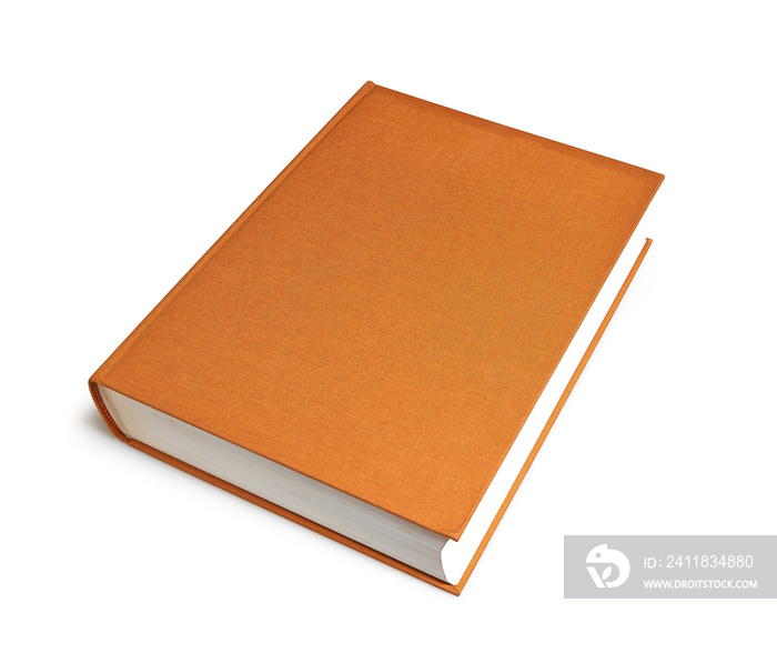 Closed brown big book with hardcover isolated