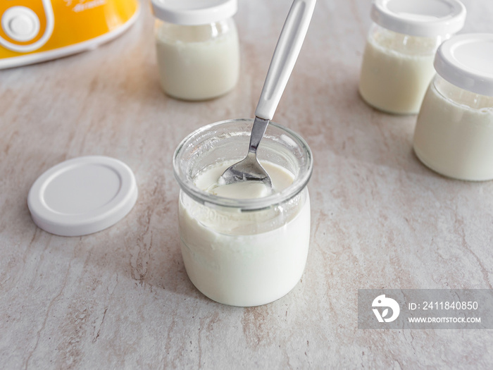 Homemade soy yogurt with yogurt maker