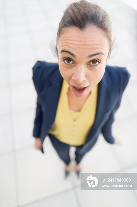 Portrait surprised businesswoman