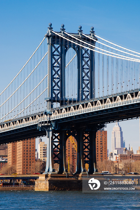 Manhattan bridge from Washington street, Brooklyn, New York, USA