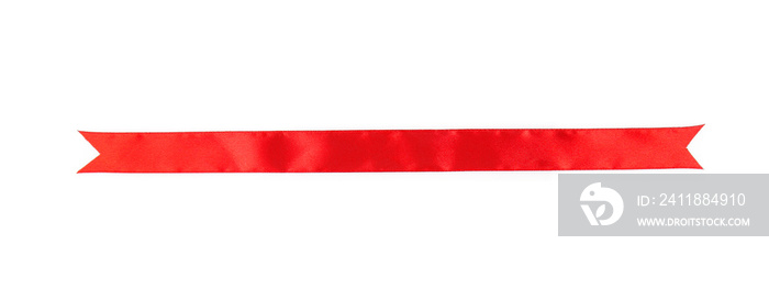 Red satin ribbon on white background