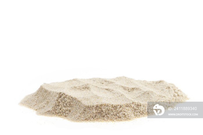 Pile of sand isolated on white background.