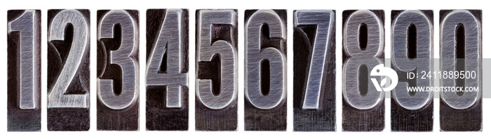 metal type numbers isolated