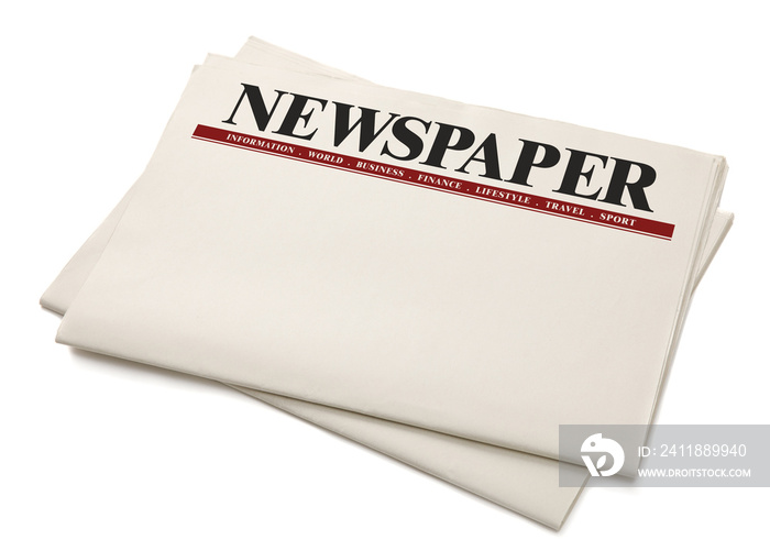 Mockup of Business Newspaper blank with empty space for news text isolated on white background