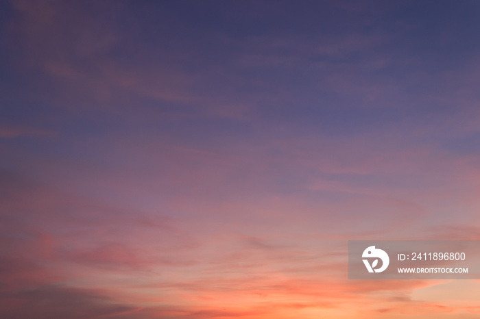 Evening sky with colorful sunlight,dusk sky