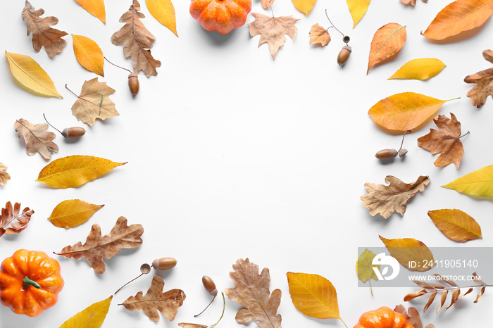 Beautiful autumn composition on white background