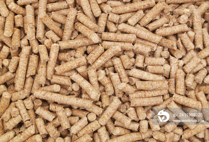 Natural wooden pellets background or pattern