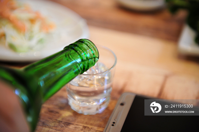 Pouring Soju, Korean Liquor