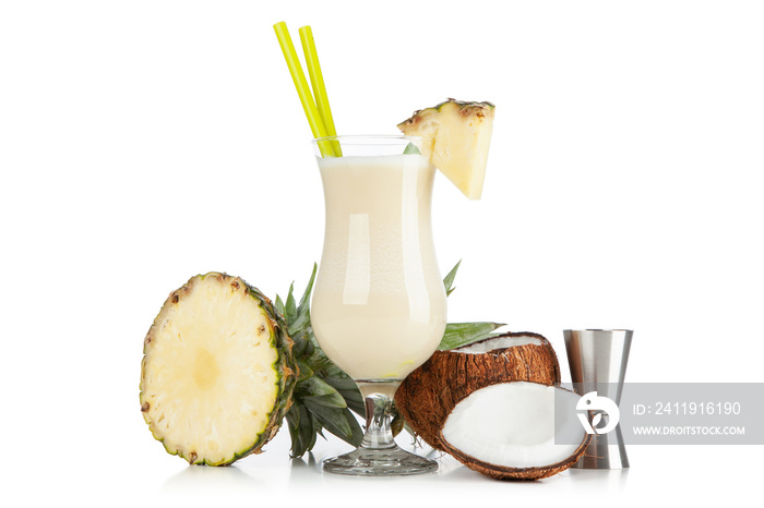 Pina Colada Cocktail isolated on white background