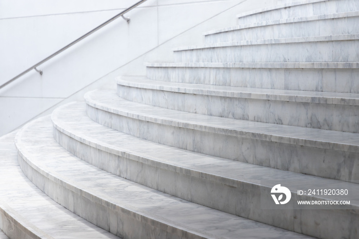 curve marble stair. outdoor white stone steps.