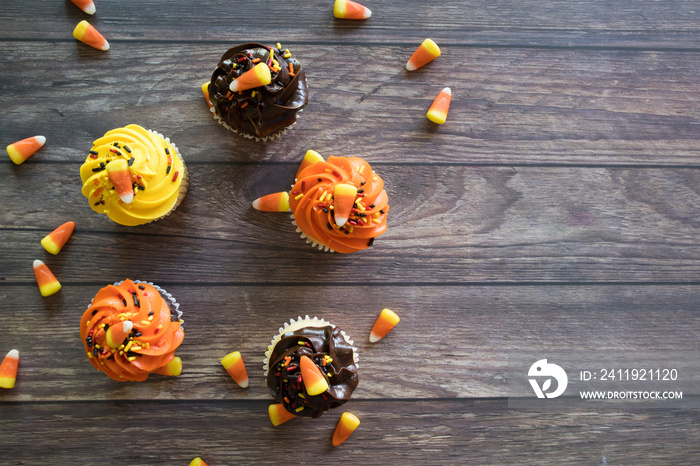 Fall Candy Corn Cupcakes