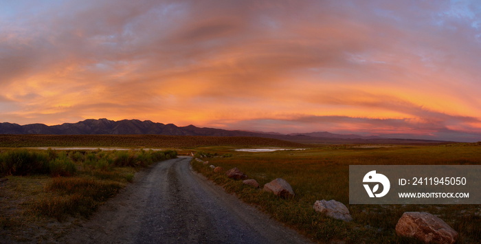 Sunset in Desert in Inyo National Forest in Sierra Nevada Mountains East of Yosemite National Park