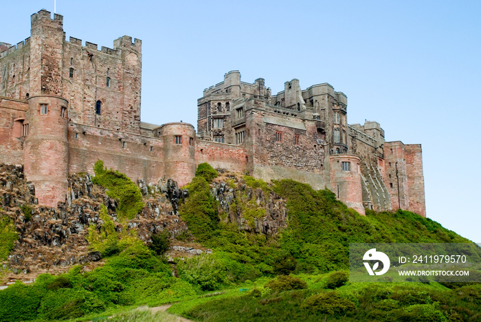 Bamburgh Castle an historical castle location in the north of england dating back to abglo-saxon era