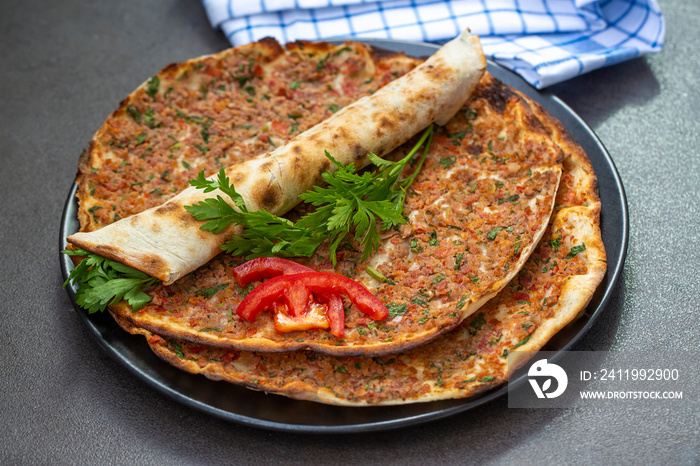 Turkish foods; Turkish pizza / Lahmacun