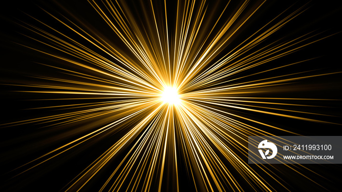 Ray light explosion with gold color background