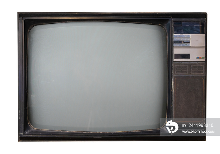 复古电视隔离在白色，带有对象的剪辑路径。复古技术