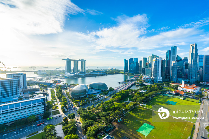 Beautiful architecture building exterior cityscape in Singapore city skyline