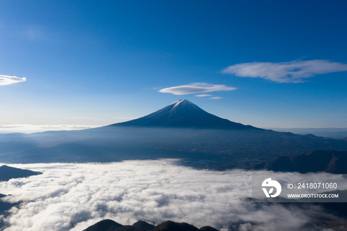 富士山　雲海　ドローン空撮　新道峠　景色