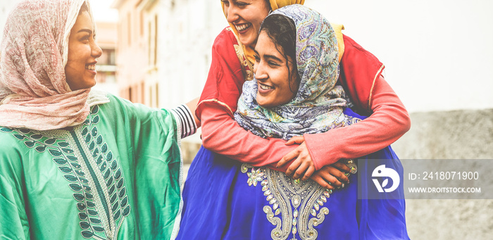 Young islamic friends having fun outdoor