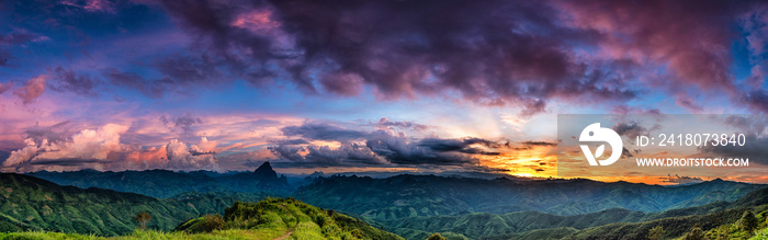 Sunset over mountain.