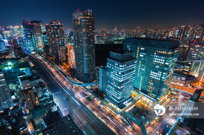 日本东京都港区夜景鸟瞰图