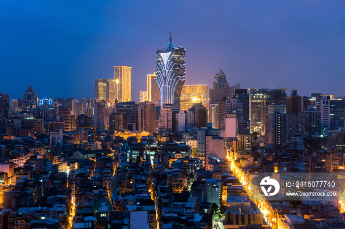 Image of Macau (Macao), China. Skyscraper hotel and casino building at downtown in Macau (Macao). As