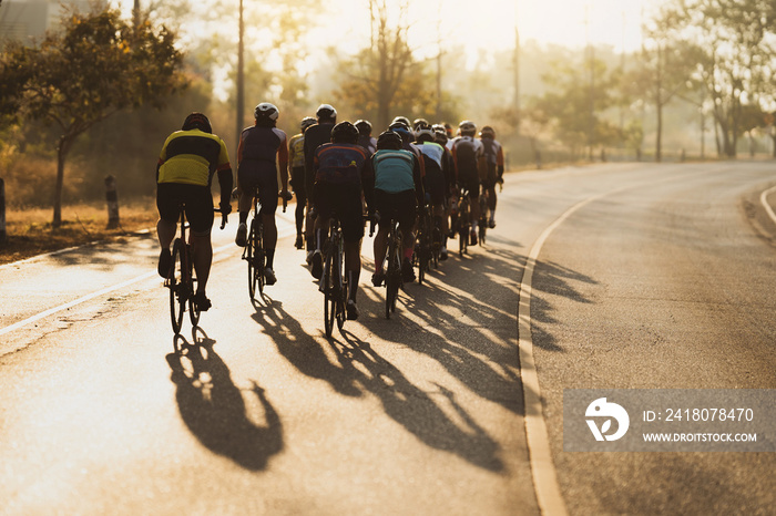 Cycling group training in the morning