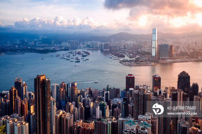 香港日出，香港山顶观景