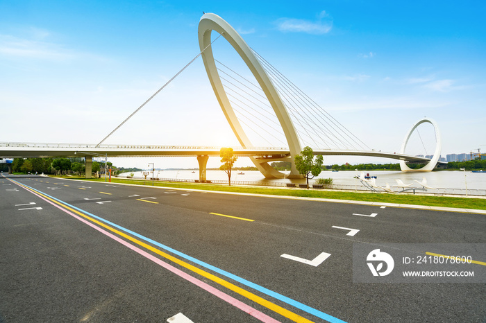 Expressway and Nanjing eye pedestrian bridge in Nanjing, China