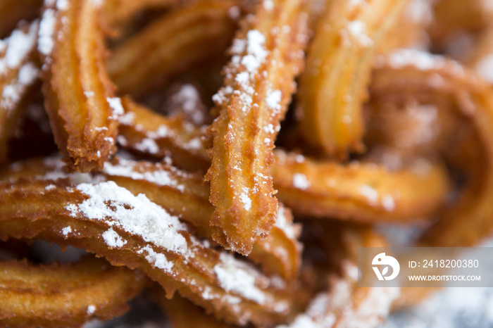 装着糖粉的Churros，特写