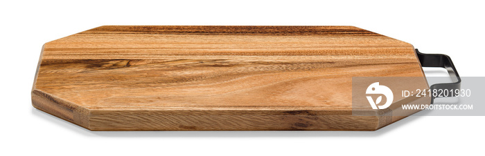 Cutting board made of natural wood, photo isolated from the background