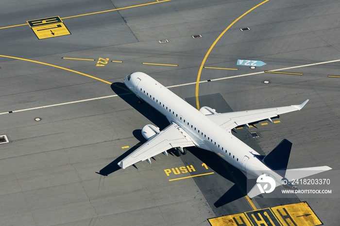 Aerial view of airplane at airport