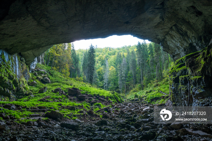 Cave in limestone mountains